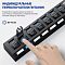 Фото-6 USB-хаб 5bites HB37-303PBK, демонстрация переключателей питания: рука нажимает отдельную кнопку рядом с USB-портом, в один из разъёмов вставлен накопитель, на боковой стороне видны световые окна; изображение показывает независимое управление каждым портом для страницы о USB-концентраторе.