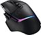 Фото-2 Мышь Logitech G502 X Plus, вид сверху под углом слева. Видны чёрный корпус с матовой поверхностью, колесо прокрутки, две кнопки за колесом, боковой упор под большой палец и RGB-подсветка по контуру задней части; фото раскрывает форму корпуса и расположение основных элементов управления.