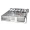 Фото-2 Корпус ExeGate Pro 2U450-09 rack, вид сверху без крышки: три секции креплений в задней части, проложенные провода и разъёмы, внутренние стойки под монтаж комплектующих; металлический, на белом фоне для страницы товара, чтобы показать внутреннее пространство и зоны крепления.