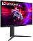 Фото-4 Монитор LG UltraGear 27GR83Q-B &mdash; крупный диагональный вид спереди; видны тонкие рамки и нижняя планка, стойка по центру; чёрный/графитовый корпус на белом фоне; уточняет детали фронтальной панели для выбора монитора.