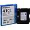 Фото-2 Гелевый картридж Ricoh GC 41CL 405766, комплект с коробкой и картриджем спереди; синяя коробка Cyan и чёрный картридж с маркировкой GC 41CL, показаны боковые прорези корпуса и наклейка с цветовой каплей, изображение уточняет внешний вид расходника на странице товара.