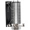 Фото-4 Кулер Thermalright Assassin X Refined SE ARGB AX120 R SE ARGB, боковой вид; чёрный вентилятор закреплён проволочной скобой на однобашенном радиаторе, снизу видны четыре тепловые трубки и монтажные винты, чёрно-серебристый цвет; для страницы товара показывает профиль кулера и толщину сборки.