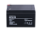 Фото-2 Батарея для ИБП CyberPower RS-RC 12-12, вид под углом; прямоугольный чёрный корпус, верхние клеммы и наклейка помогают описать подключение.