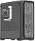 Фото-3 Корпус Zalman N5 MF Black, вид спереди/сбоку без подсветки: сетчатая передняя панель с видимыми лопастями трёх вентиляторов, боковое тонированное окно, внутри — задний вентилятор; чёрный, белый фон; важно для оценки конструкции фронта и обзора комплектных вентиляторов.