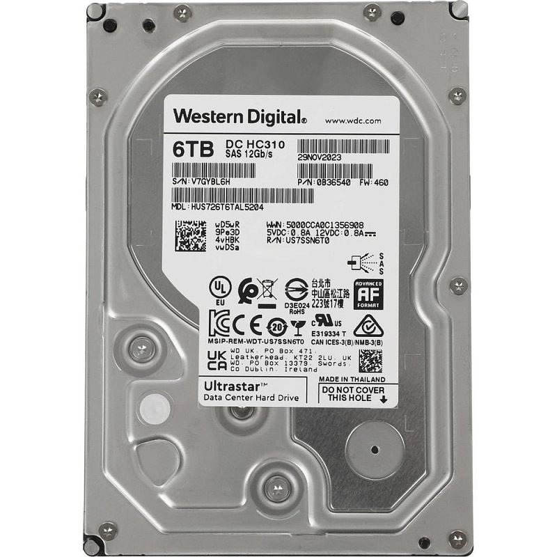 Фото Диск HDD WD Ultrastar DC HC310 SAS NL 3.5" 6 ТБ, HUS726T6TAL4200