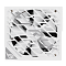 Фото-9 Блок питания для ПК ASUS ROG Strix 1000W Platinum White Edition, вид сзади под углом. На фото показаны сетевой вход, выключатель, кнопка режима вентилятора и перфорированная задняя панель. Кадр важен для страницы товара, потому что показывает элементы управления и вход питания.