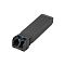 Фото-1 Трансивер Dell SFP+ Fibre Channel 492‑BDCW‑01 &mdash; вид под углом; чёрный прямоугольный корпус, спереди два окна оптического порта, синяя вставка у фиксатора; на белом фоне, показывает лицевую часть и разъём модуля для установки в слот SFP+.