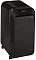 Фото-4 Уничтожитель бумаги Fellowes Powershred LX220, вид спереди справа; чёрный корпус на колёсиках, передняя дверца корзины, сверху слот подачи бумаги и ряд кнопок на панели.