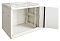 Фото-3 Настенный шкаф LANMASTER Pro 9U 600&times;450 мм, серый, вид спереди справа с открытой дверцей. Видны внутренние направляющие, монтажная планка, дверца на петлях и боковая панель с кабельными вводами. Снимок на белом фоне для карточки товара, показывает внутреннюю компоновку и способ обслуживания шкафа.