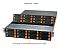 Фото-2 Система хранения Supermicro StorageSuperServer 521E‑E1CR24H, вид под углом (иллюстрация): сверху показан выдвижной модуль‑райзер с рядами корзин, снизу — фронтальная панель с 24 отсеками hot‑swap и оранжевыми фиксаторами; серый металлический корпус на белом фоне, помогает понять расположение дисковых отсеков в 2U стойке.