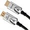 Фото-4 Видео кабель VCOM HDMI M/HDMI M CG862 1,5 м, крупный план двух штекеров HDMI сверху; серебристые корпуса с маркировкой VCOM и 8K HDMI, чёрные разгрузки натяжения и чёрный кабель, для карточки товара с показом брендовой маркировки.