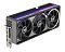 Фото-4 Видеокарта ASUS GeForce RTX 5080 ROG Astral OC 16GB, вид спереди под углом; три вентилятора, чёрно-серый кожух, цветная световая линия вдоль верхнего ребра, разъёмы видны на боковой планке. Фото для страницы товара показывает фронтальную часть и форму корпуса.