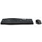 Фото-2 Комплект клавиатуры и мыши Logitech MK850, вид спереди: клавиатура с широкой подставкой под запястья и мышь справа, чёрный пластик, на белом фоне для понимания внешнего вида комплекта на странице товара.