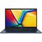 Фото-1 Ноутбук ASUS Vivobook 15 X1504VA-BQ322, вид спереди с открытой крышкой; на фото экран, клавиатура с цифровым блоком и крупный тачпад, синий корпус, изображение показывает общий внешний вид модели для карточки товара
