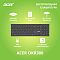 Фото-3 Клавиатура Acer OKR300, инфографика с видом сверху; на зелёном фоне показаны низкопрофильная полноразмерная раскладка, цифровой блок, мультимедийные клавиши и USB-ресивер пиктограммами, цвет клавиатуры чёрный; изображение помогает странице товара показать конфигурацию устройства и комплект подключения.