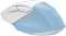 Фото-8 Проводная мышь A4Tech Fstyler FM45S Air USB Icy Blue, вид сзади-слева под углом в бело-голубом цвете; видны широкая задняя часть корпуса, две боковые кнопки и голубая контрастная вставка. Подходит для страницы товара, потому что показывает форму спинки и боковую зону управления.