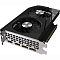 Фото-3 Видеокарта Gigabyte Intel Arc A310 Windforce GV-IA310WF2-4GD, ракурс спереди и сбоку; видны два вентилятора, чёрный кожух, сотовая решётка на планке и золотистый PCIe-контакт; чёрная карта на светлом фоне, изображение важно для карточки товара, так как показывает охлаждение и компоновку.