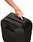 Фото-4 Уничтожитель бумаги Fellowes Powershred LX25, крупный план верхней панели на белом фоне: рука указывает на переключатель/кнопку, рядом индикаторы и пиктограммы безопасности, виден слот подачи; важно для понимания управления и обозначений на странице товара.