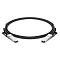Фото-1 Кабель QSFP+–QSFP+ ACD (серия DA), общий вид: чёрный кабель кольцом, два широких металлических модуля и чёрные петли‑язычки; видны контактные площадки на торцах. Фото важно для проверки типа QSFP+ коннектора и механики извлечения.