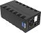 Фото-7 ИБП Ippon Smart Power Pro II 2200, вид сзади под углом; показан чёрный корпус, вентилятор, боковые вентиляционные прорези, блок выходных разъёмов и синяя боковая наклейка; для страницы товара помогает оценить заднюю часть корпуса и вентиляцию.