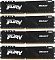 Фото-4 Комплект памяти Kingston FURY Beast Black 64GB KF436C18BBK4/64, вид спереди: четыре модуля DIMM DDR4 расположены один под другим. Видны чёрные радиаторы, крупные надписи FURY и BEAST и золотистые контакты. Фото показывает лицевую сторону всех модулей комплекта для страницы товара.