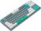 Фото-2 Клавиатура A4Tech S87 USB Energy Ash, вид сверху под углом слева; на фото видны компактная раскладка, бирюзовый пробел с надписью Bloody, белые служебные клавиши и отдельный блок стрелок, серый цвет корпуса; изображение помогает оценить цвет кейкапов и форму корпуса на странице товара.