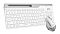 Фото-4 Комплект A4Tech Fstyler FB2535C Icy White, ракурс под углом: крупнее видны клавиши, серая верхняя панель с длинным углублением и мышь на переднем плане; изображение помогает рассмотреть детали корпуса и оформление набора.