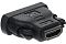 Фото-2 Переходник VCOM DVI-D male — HDMI female VAD7818, вид на корпус со стороны HDMI; чёрный пластиковый корпус, гнездо HDMI, рельефные боковые грани; фото на белом фоне для страницы товара, показывает второй видеоразъём переходника.