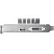 Фото-3 Видеокарта ASUS GeForce GT 1030 GT1030-SL-2G-BRK, крупный план интерфейсной планки; видны HDMI и DVI разъёмы, над ними выступают рёбра радиатора; серебристая планка и чёрный радиатор на светлом фоне, фото помогает проверить доступные видеовыходы на странице товара.