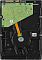 Фото-3 Жёсткий диск Seagate SkyHawk ST2000VX017 3.5" &mdash; вид снизу: зелёная печатная плата, несколько винтов крепления, оранжевый шлейф к центральному узлу, чёрное основание на белом фоне; важно для понимания конструкции и размещения платы.