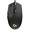 Фото-2 Мышь Logitech G102 Lightsync, вид строго сверху. На фото видны кабель, две основные кнопки, колесо прокрутки, кнопка переключения DPI, боковые кнопки слева и логотип G на чёрной верхней панели. Изображение помогает оценить компоновку органов управления на странице товара проводной мыши.