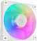 Фото-3 Корпусный вентилятор DeepCool FD12 WH ARGB, вид под углом спереди: белая рамка, подсветка крыльчатки с градиентом цветов, видна боковая толщина корпуса