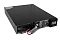 Фото-10 ИБП Systeme Electric Smart-Save Online SRT G2 1000 VA SRTSE1000RTXLIG2, вид спереди слева с открытым батарейным отсеком: чёрный корпус 2U, вынутый аккумуляторный модуль с прозрачной защитой и серым силовым коннектором на красно-чёрном кабеле, дисплей справа; изображение показывает доступ к батарее и способ подключения для карточки товара.
