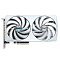 Фото-2 Видеокарта GIGABYTE NVIDIA GeForce RTX 5060 Ti EAGLE OC ICE 8GB, вид спереди. Видны два белых вентилятора, светло-серебристый кожух и круглая центральная вставка с логотипом EAGLE; фото показывает фронтальную часть системы охлаждения.