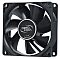 Фото-1 Корпусный вентилятор DeepCool XFAN80, вид спереди, чёрная квадратная рамка с крепёжными отверстиями, чёрные лопасти и круглая наклейка DeepCool на ступице.