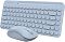 Фото-4 Комплект A4Tech FG3200 Air — ракурс под углом с другой стороны: мышь спереди, клавиатура с круглыми клавишами на фоне; светло-серые корпуса, виден ряд функциональных клавиш и блок Delete/Home/End. Для страницы товара уточняет внешний вид комплекта.