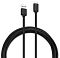 Фото-2 USB-кабель Buro USB Type-C male &mdash; USB Type-A male 3 м, крупный план разъёмов; видны чёрные корпуса с маркировкой USB, USB-A с синей вставкой, USB-C и часть бухты кабеля; фото показывает конструкцию коннекторов для страницы кабеля передачи данных и питания.