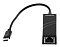 Фото-13 Сетевой адаптер Digma D‑USBC‑LAN100 (USB‑C &rarr; RJ‑45), вид под углом на белом фоне; слева штекер USB‑C на кабеле, справа порт Ethernet RJ‑45 на торце корпуса; показывает оба разъёма для подключения устройства к проводной сети.