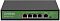 Фото-8 Коммутатор Digma DSP204G-1G-T80, фронтальный вид на белом фоне. Хорошо видны четыре PoE порта, отдельный uplink-порт справа и подписи над разъёмами на зелёной панели. Изображение важно для страницы товара, потому что позволяет проверить разметку интерфейсов.