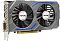 Фото-3 Видеокарта AFOX GeForce GTX 1650 AF1650-4096D6H1-V8, фронтальный вид с планкой слева; два крупных вентилятора установлены в сером кожухе с синими вставками, снизу виден золотистый разъём PCI Express; изображение важно для страницы товара, чтобы показать основную лицевую сторону карты.