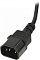 Фото-8 Блок розеток LANmaster TWT PDU19-10A9P4-3.0 1U, крупный план разъёма на кабеле питания: чёрный разъём IEC с тремя контактами и рельефной маркировкой; показывает тип подключения кабеля для стойки.