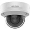 Фото-2 Камера видеонаблюдения Hikvision DS-2CD2783G2-IZS, вид спереди; белый купольный корпус, затемнённый купол, объектив по центру, два круглых датчика по бокам и отверстие ниже объектива.