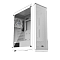 Фото-1 Корпус Raijintek Arcadia 41, вид спереди-слева: белый midi tower со стеклянной боковой панелью, белой сетчатой фронтальной панелью, задним вентилятором и кожухом блока питания; фото показывает внешний вид белой версии и внутренний отсек корпуса для страницы товара.