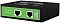 Фото-4 PoE‑инжектор DIGMA DNP90W48GDXM, фронтальный вид под углом; чёрный корпус, зелёная панель с портами RJ45 и шкалой светодиодов; важно для визуального распознавания модели и расположения портов.