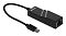 Фото-15 Сетевой адаптер Digma D‑USBC‑LAN100 (USB‑C &rarr; RJ‑45), вид под углом; видны порт RJ‑45 на торце и разъём USB‑C на кабеле, чёрный корпус с рельефными полосами; важно для понимания, как подключаются кабель Ethernet и устройство с USB‑C.