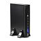 Фото-1 ИБП Bastion Skat 1000 VA Rack/Tower 2U 9903 Skat UPS 1000 Rack On E, вид в вертикальной установке. На фото чёрный корпус с опорами, узкая лицевая панель, синий дисплей внизу и кнопка управления над ним. Для страницы товара это важно, потому что показывает башенный вариант установки и внешний вид корпуса.