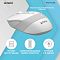 Фото-8 Беспроводная мышь A4Tech FG10S White, информационный баннер с боковым ракурсом: бело-серый корпус, подпись о нескользящей поверхности, значки ресивера внутри мыши, пыленепроницаемого колеса и функции 8-в-одном; раскрывает конструктивные особенности модели.