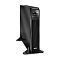 Фото-2 ИБП APC by Schneider Electric Smart-UPS SRT 2200VA SRT2200XLI, вид спереди под углом справа в tower-установке; видны две опоры, передняя сетчатая панель и верхний дисплей с кнопками, корпус чёрный; изображение помогает рассмотреть форму корпуса и переднюю панель с другого ракурса.