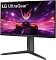 Фото-3 Монитор LG 24GS65F-B 23,8", ракурс 3/4 спереди: тонкие рамки, центральная стойка и V-образные ножки, изображение на экране; белый фон; важно — показывает угол обзора и форму подставки.