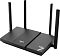 Фото-1 Wi‑Fi роутер ASUS RT‑BE50, вид под углом сверху: чёрный корпус с центральной ребристой вставкой и логотипом ASUS, маркировка WiFi 7 на крышке, четыре внешние антенны; фото показывает дизайн корпуса и расположение антенн.